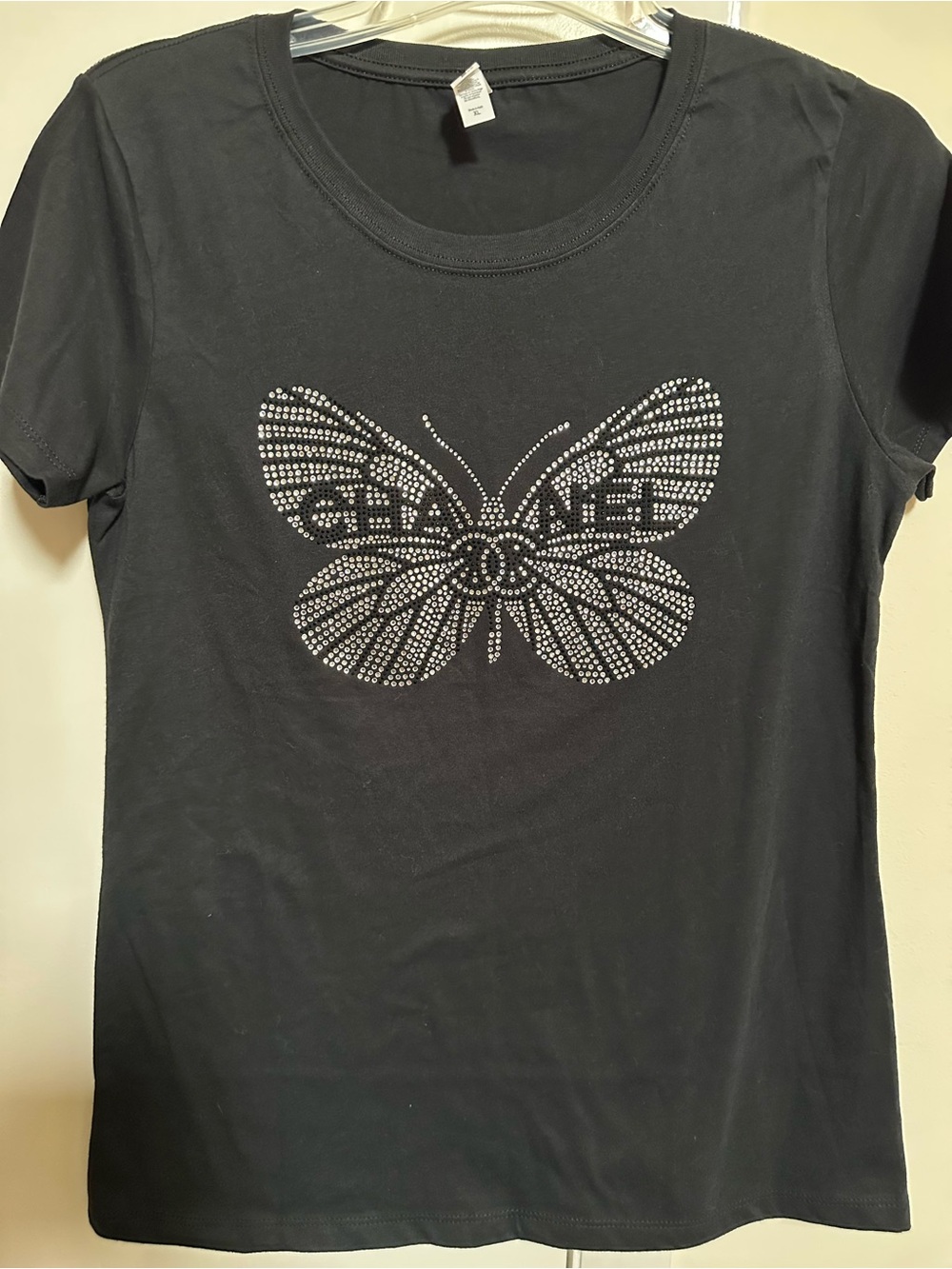Black Rhinestone Butterfly Tee